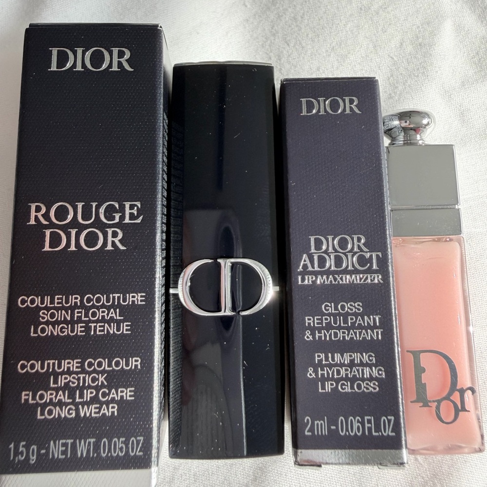 Dior Rouge Dior 100 NUDE LOOK & Dior Addict Lip Maximizer 001 PINK